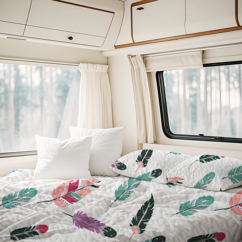 Feather Print 9-Piece Bedding & Curtain Set