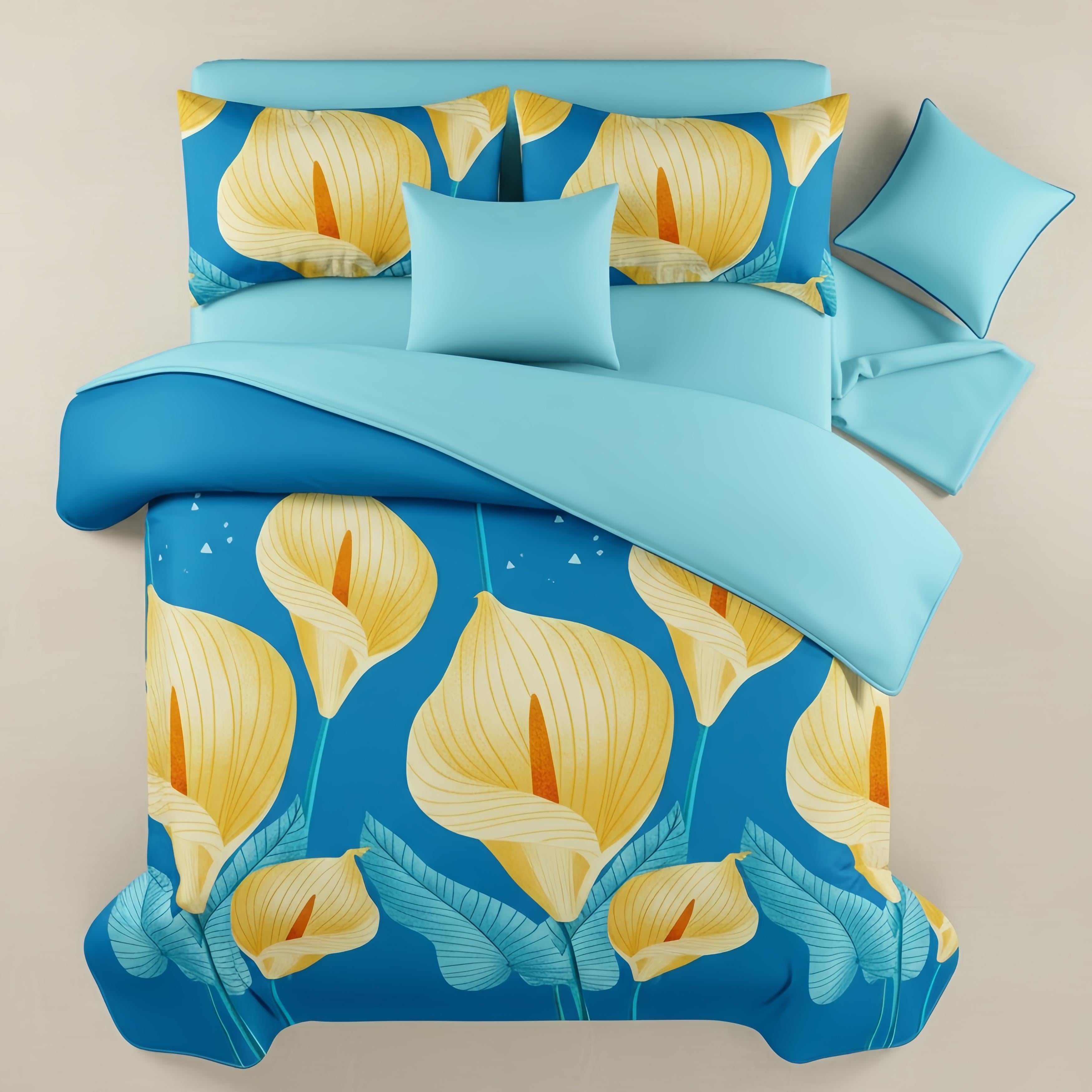 Calla Lily 9-Piece Bedding & Curtain Set