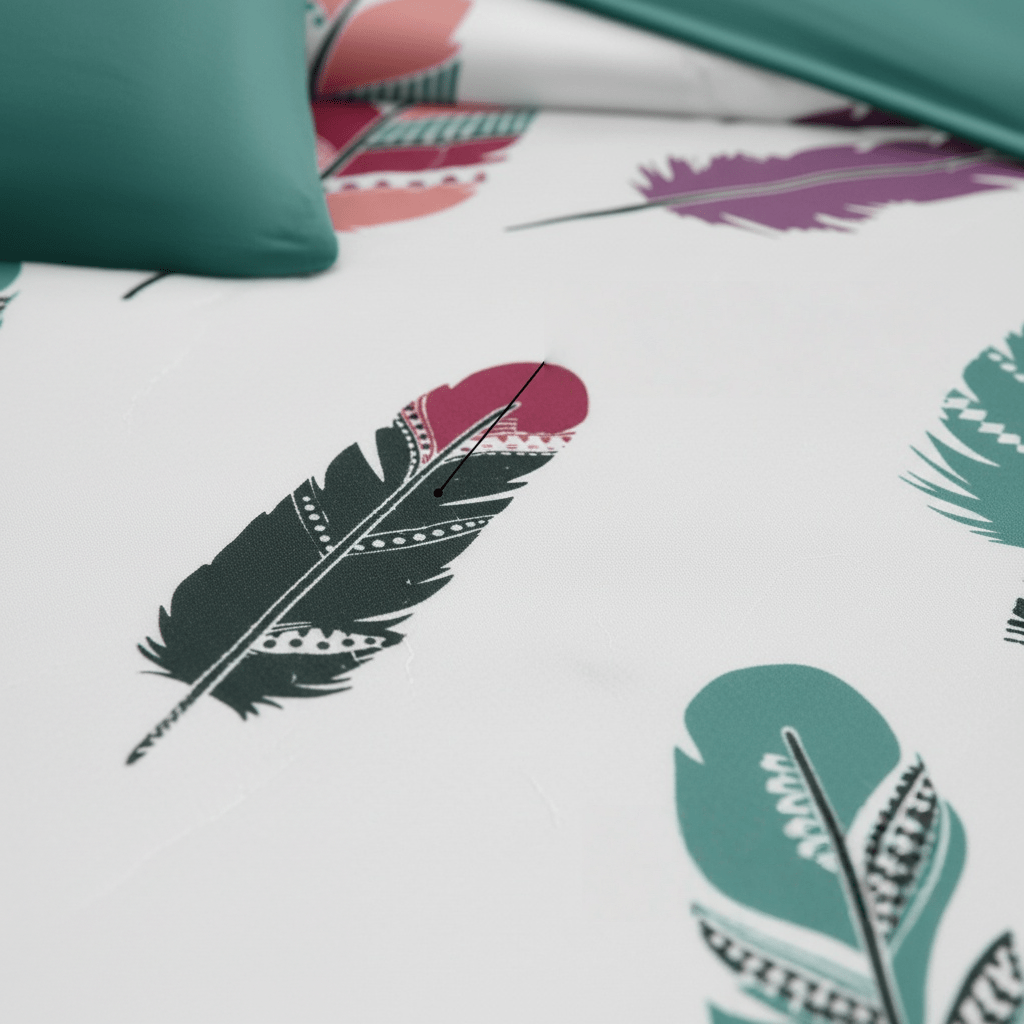 Feather Print 9-Piece Bedding & Curtain Set
