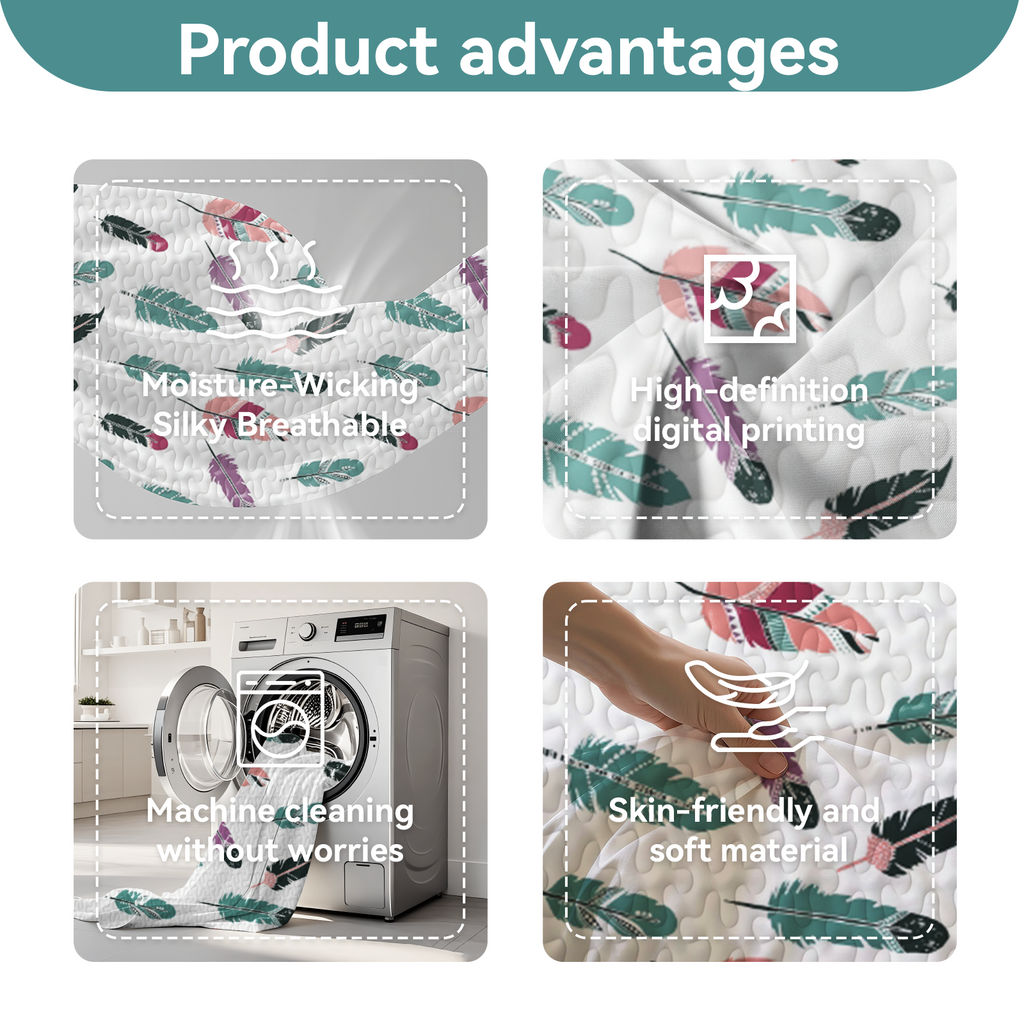 Feather Print 9-Piece Bedding & Curtain Set