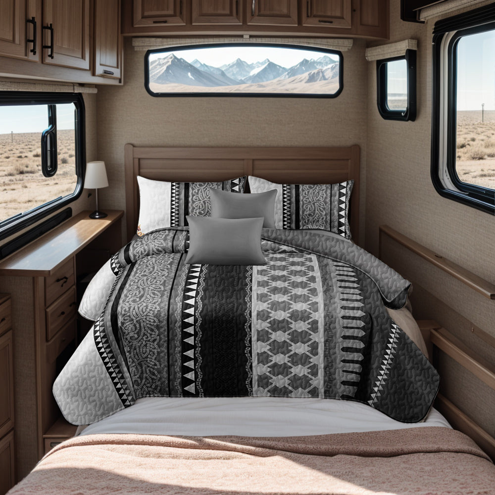 Boho Tribal 3-Piece Quilted Bedspread