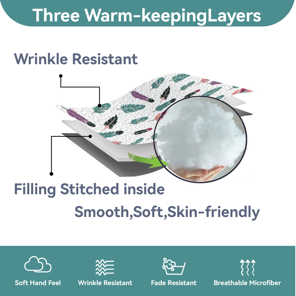 Feather Print 9-Piece Bedding & Curtain Set