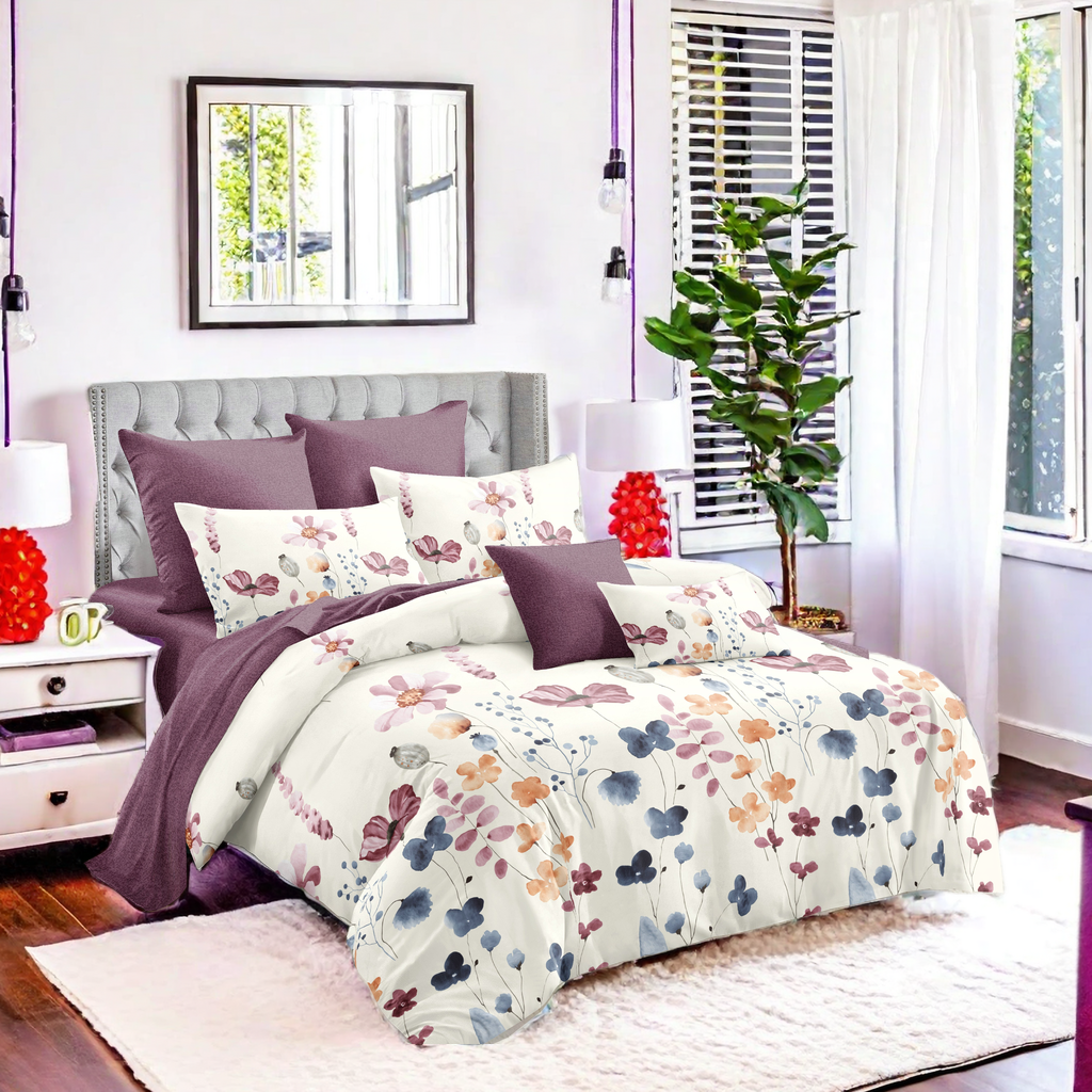 Watercolor Floral 9-Piece Bedding & Curtain Set