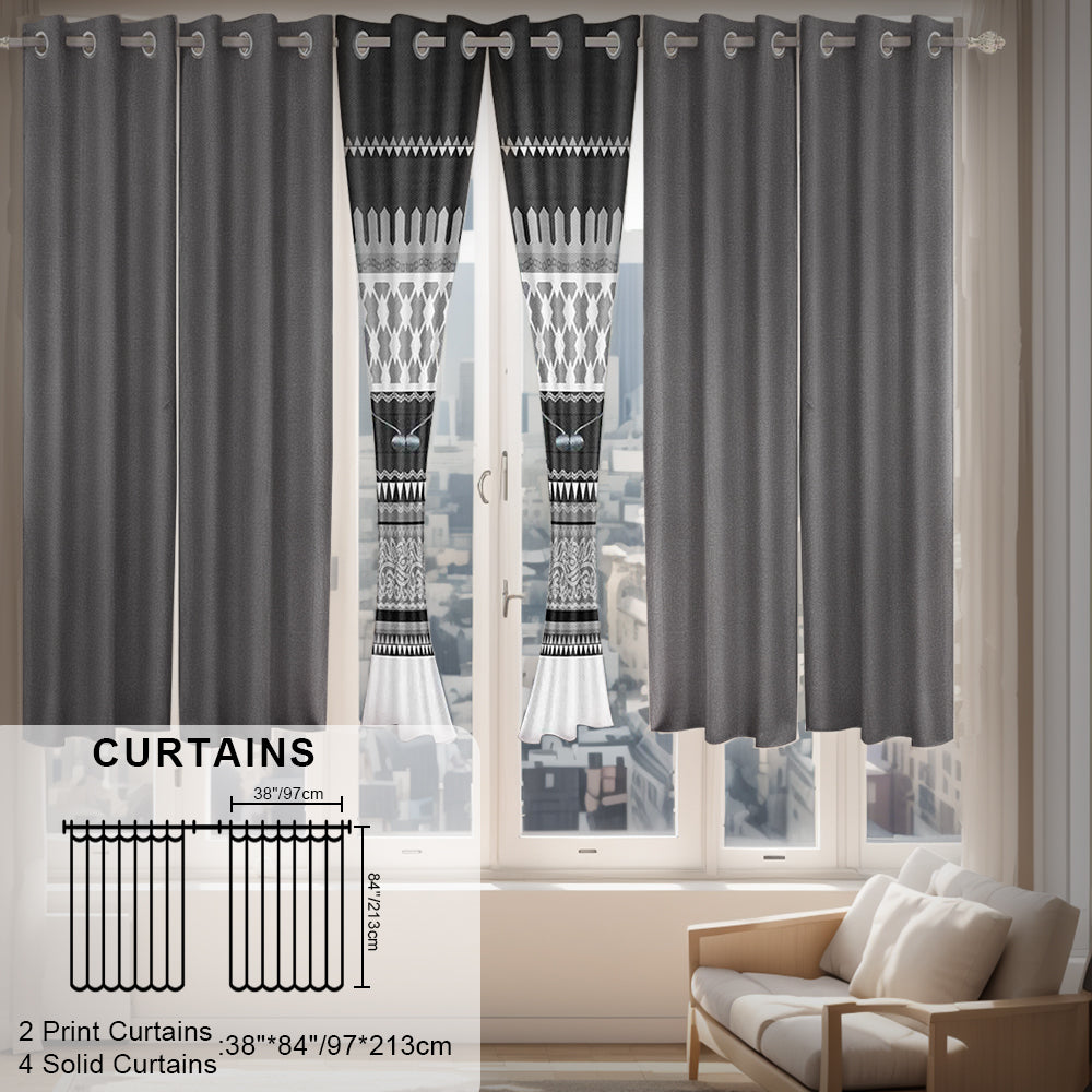 Boho Geometric 6-Piece Curtain Set (38"×84")