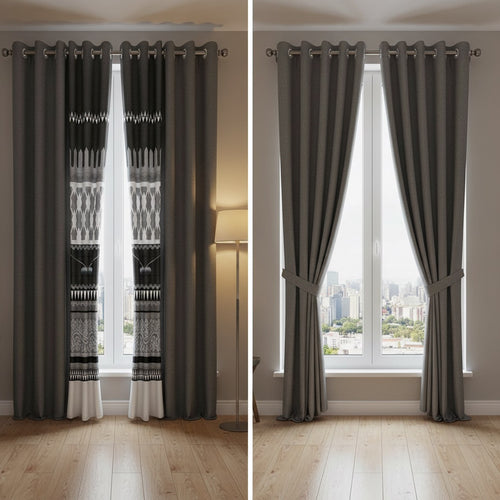 boho geometric 6-piece curtain set mix and match style