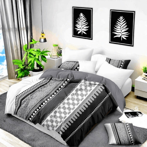 boho tribal quilted bedspread black white