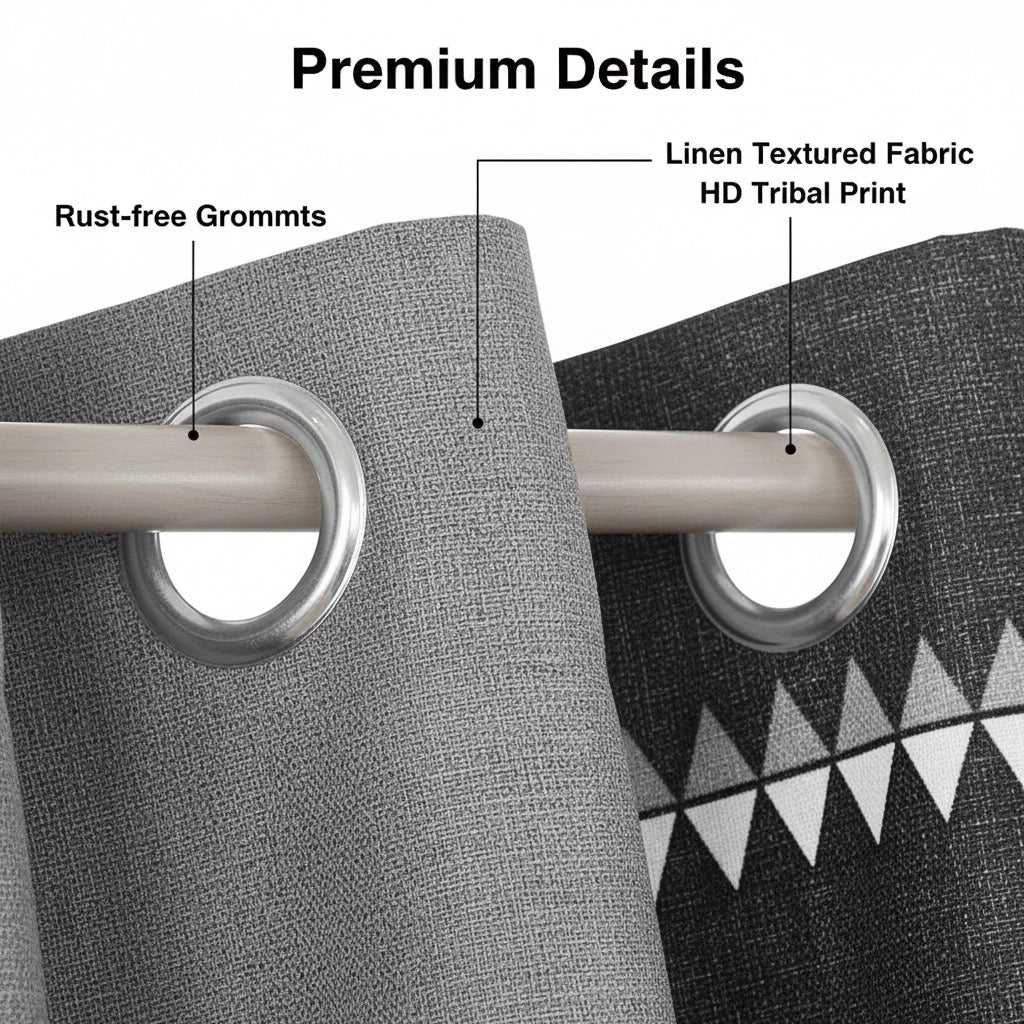 Boho Geometric 6-Piece Curtain Set (38"×84")