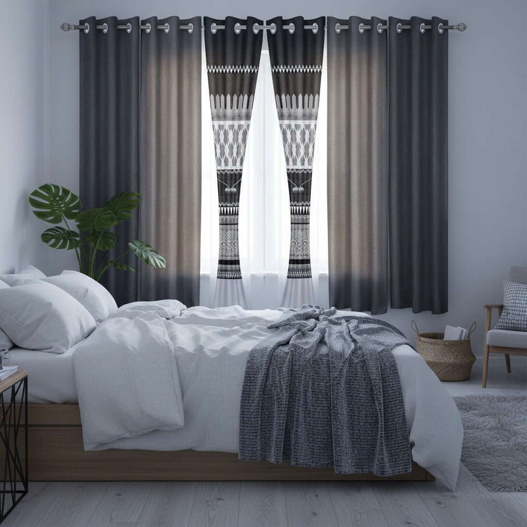 Boho Geometric 6-Piece Curtain Set (38"×84")